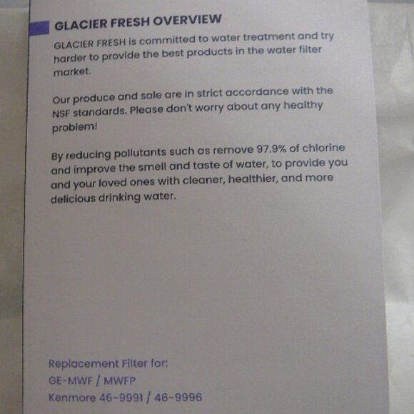 Glacier Fresh GF-MWF Ice & Water Refrigeration Fridge Filters-3 Pack-NEW-SEALED - Picture 5 of 5